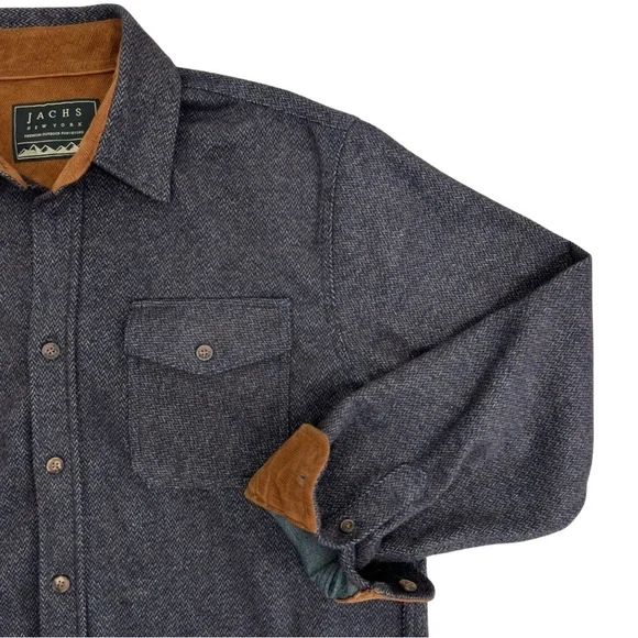 Jachs Outdoor Button Up Shirt Jacket XL Corduroy Cozy Fleece Blue - Picture 4 of 15